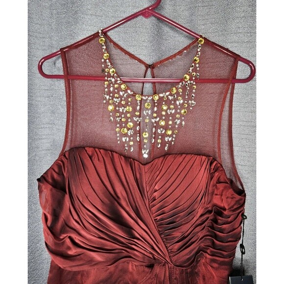 Adrianna Papell Gown Flutter Jewel Neck Maroon NEW NWT sz 16 MSRP $240 - Picture 3 of 11